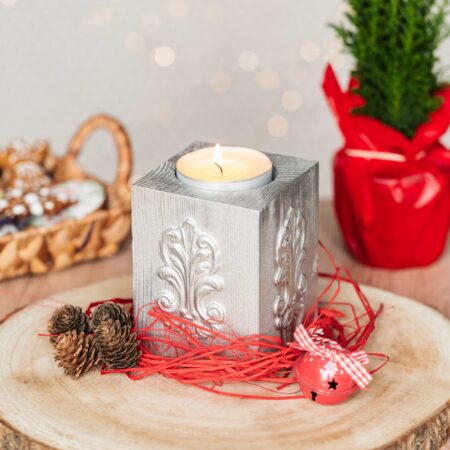 Świecznik Glamour srebrny świecznik nowoczesny